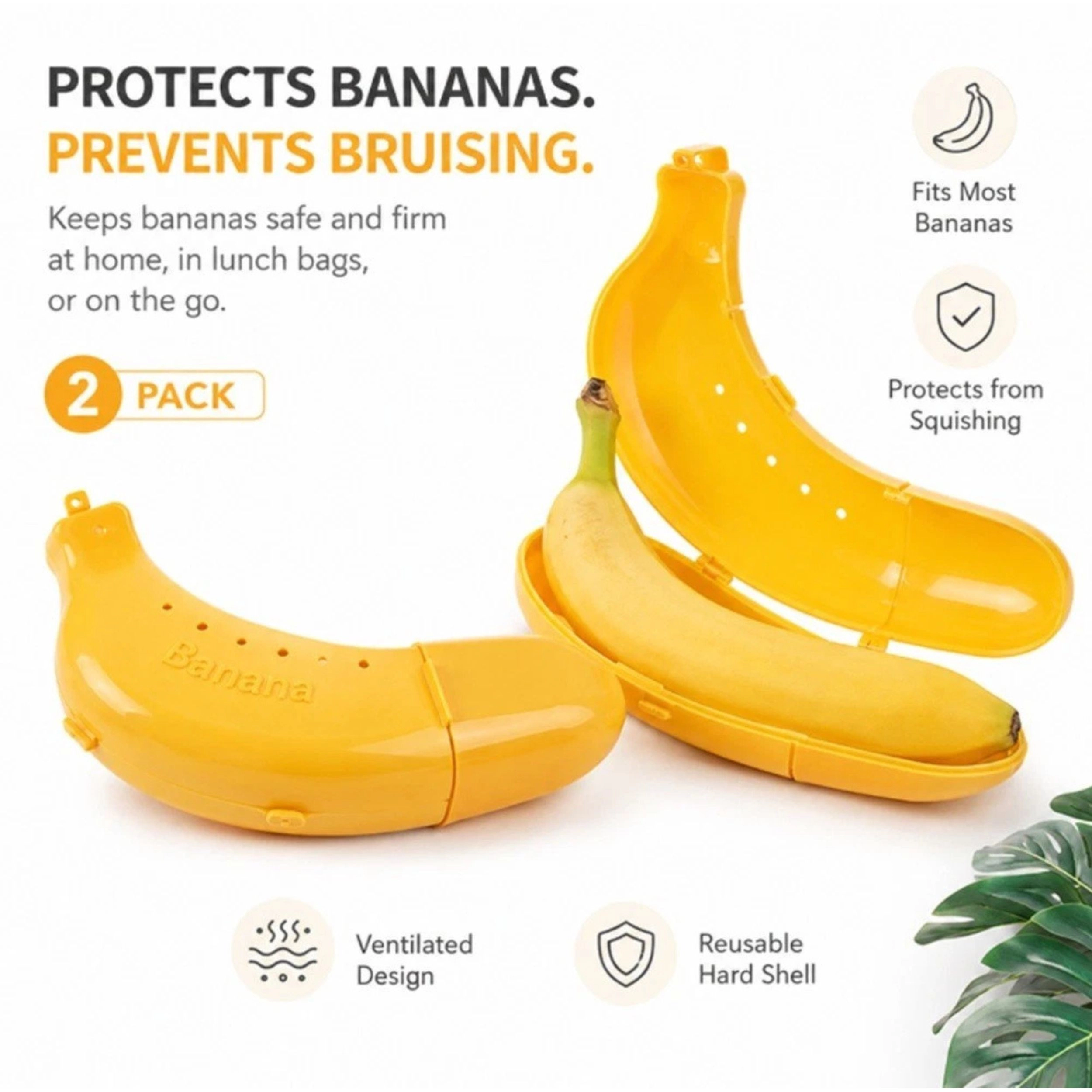 Home Collection Pack of 2 BPA-Free Banana Keeper Case Travel Banana Holder Protector