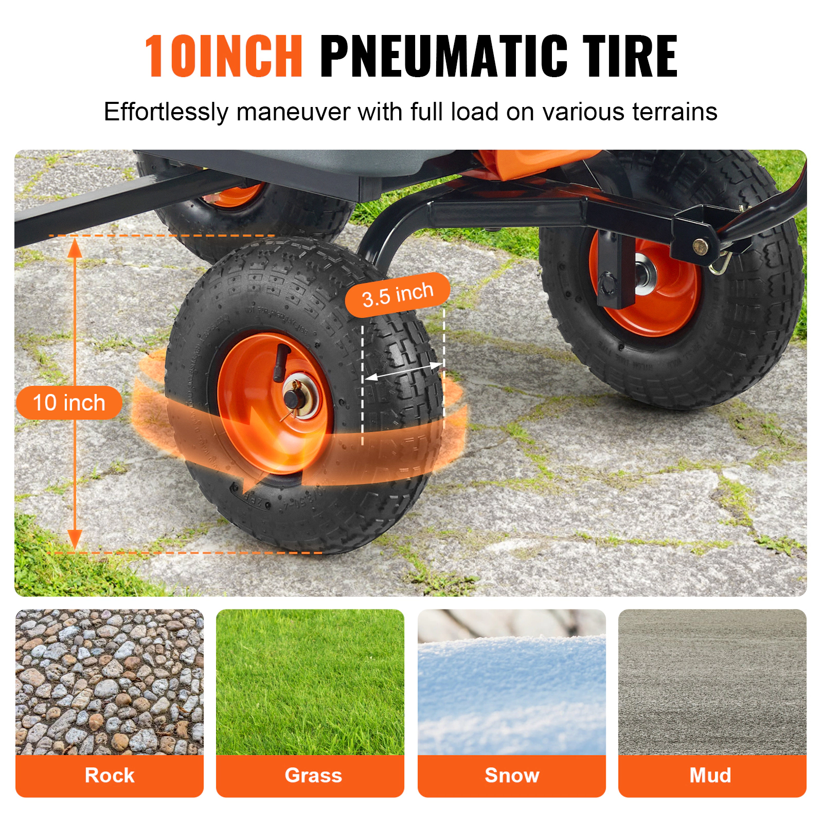 HONGGE Garden Cart Durable Poly Dump Cart with Simple Assembly Steel Structure Versatile Dump Wagon with Dual-Function