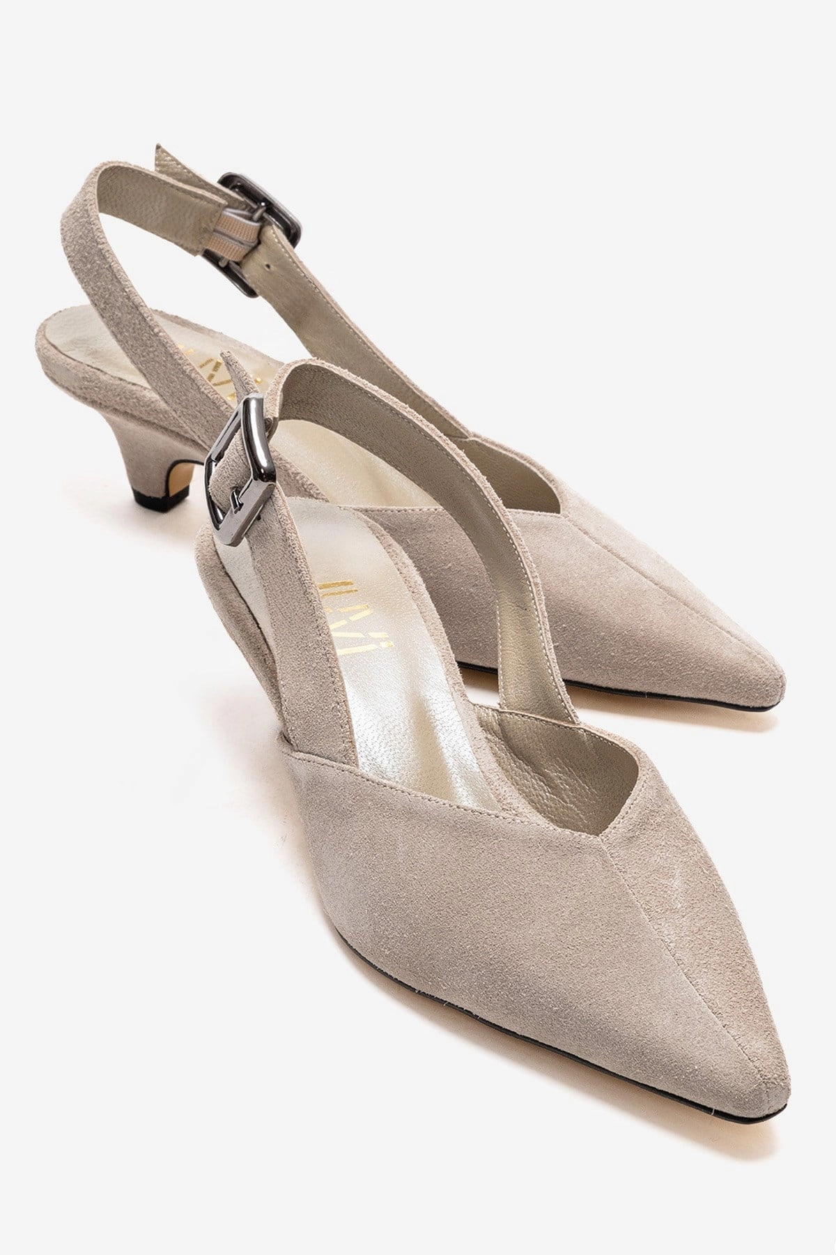 Forever & Always Womens Dioris Leather Slingback Kitten Heel Pump