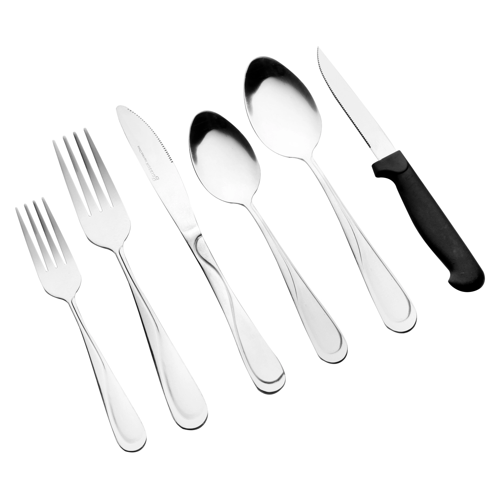 Gibson Home Trillium Plus 24 Piece Stainless Steel Flatware Set with 4 Steak Knives
