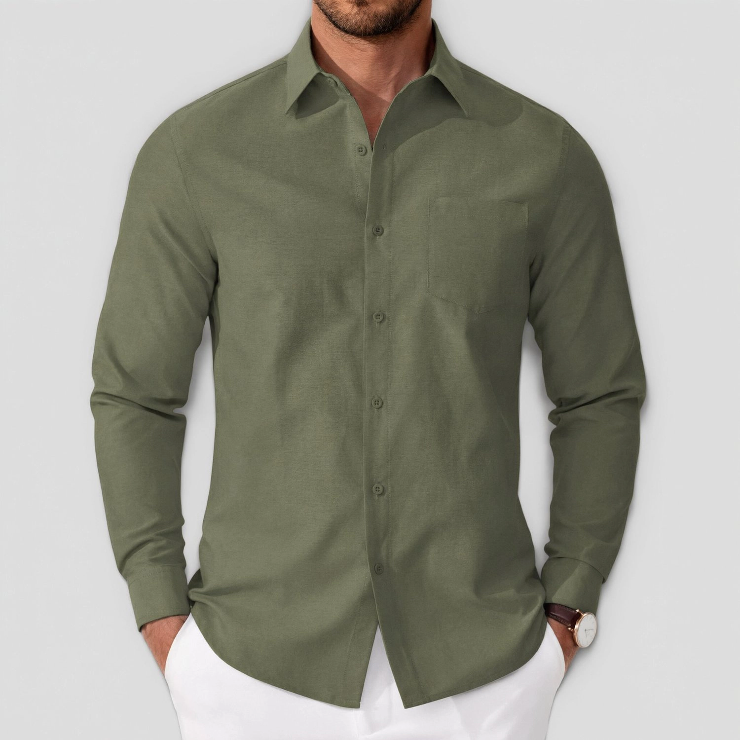 COOFANDY Mens Classic Long Sleeve Button Down Shirt Chest Pocket Casual Work Shirts
