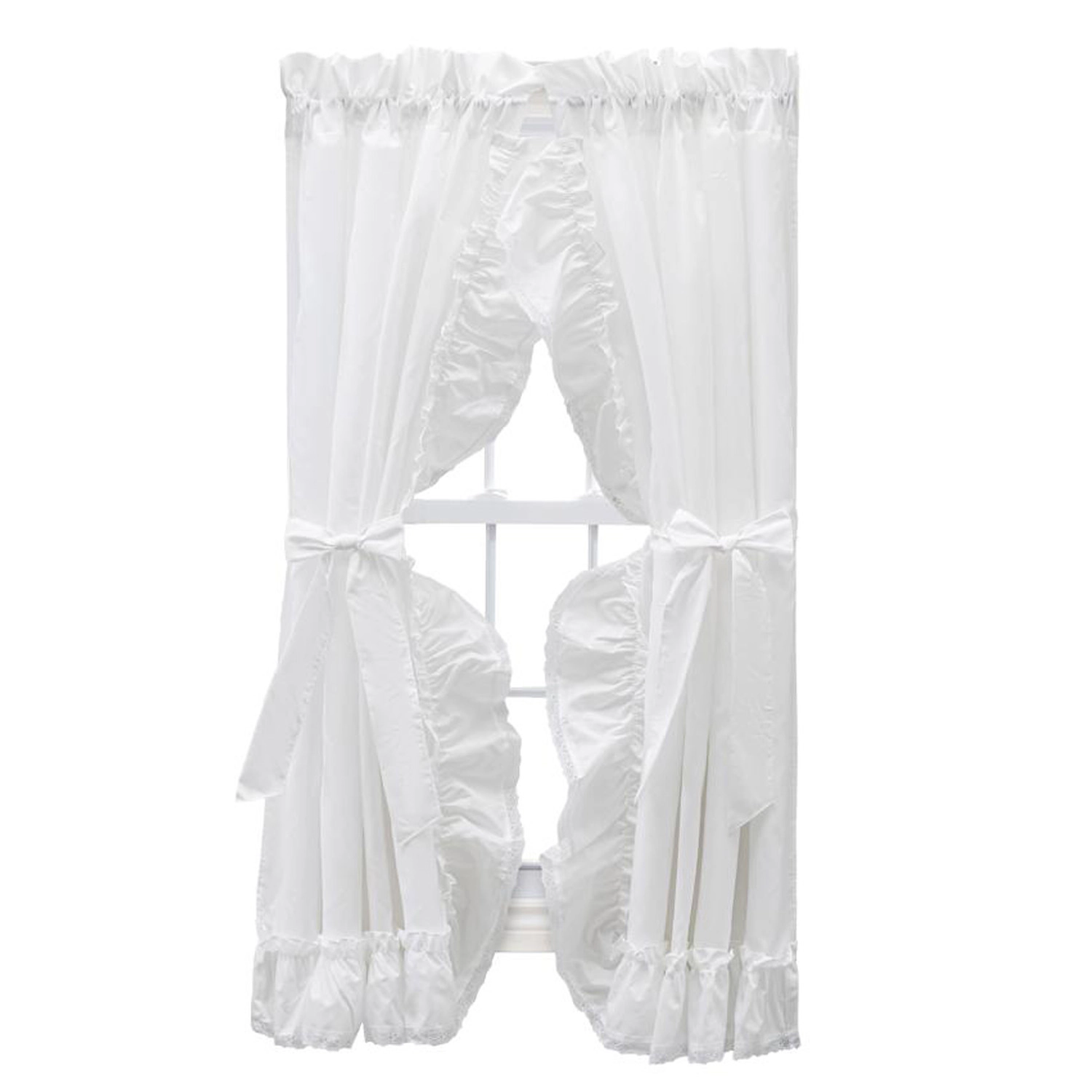 Ellis Curtain Madelyn Ruffled Victorian Priscillas 1.5" Rod Pocket Curtain Panel 100" x 63" White