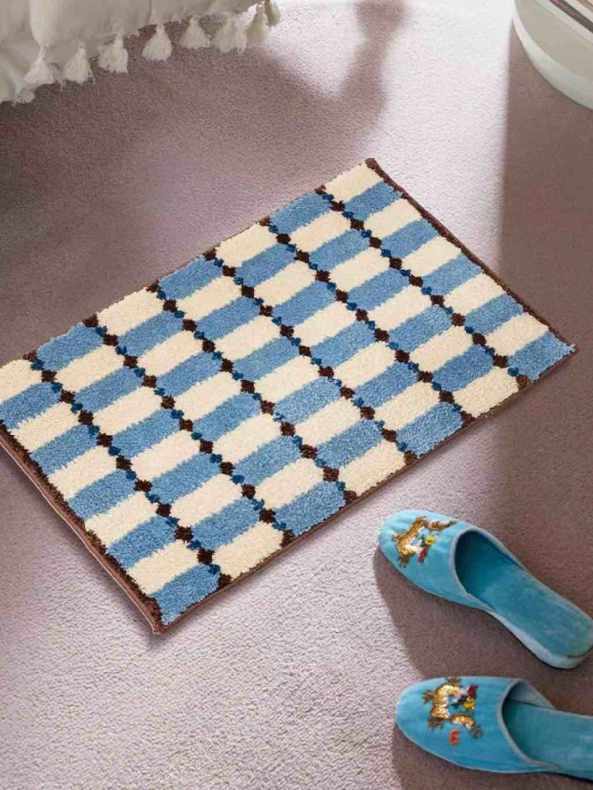 Inspecial Home Soft Absorbent Machine Washable Retro Checker Bath Rug