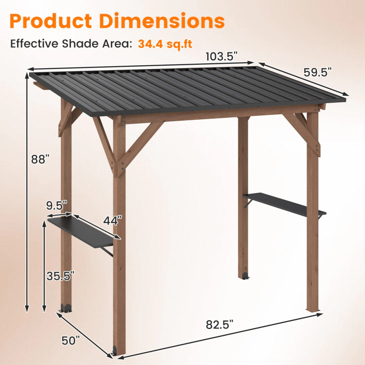 Hivvago Grill Gazebo Cedar Wood Bbq Gazebo With 2 Side Serving Shelves