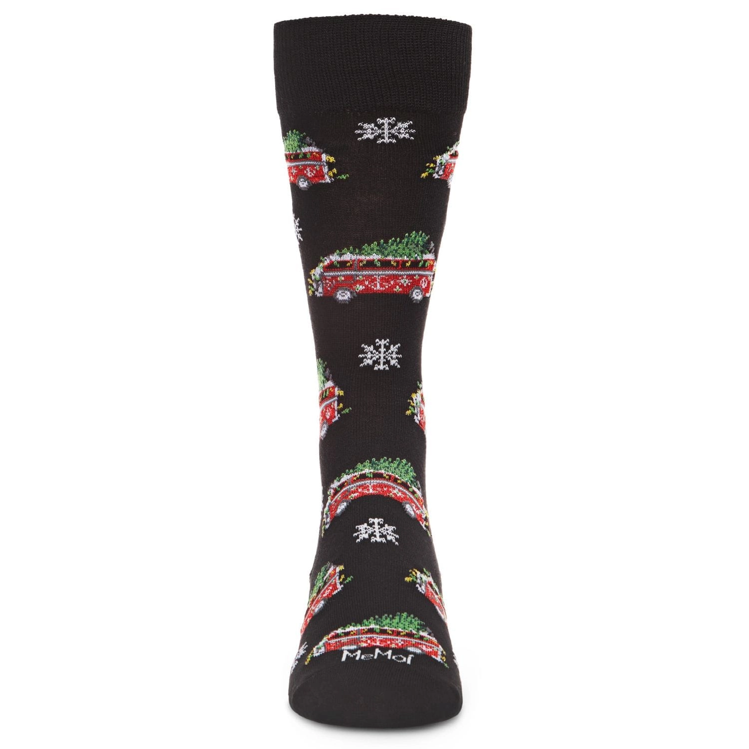 Memoi Men's Festive Retro Bus Holiday Novelty Crew Socks