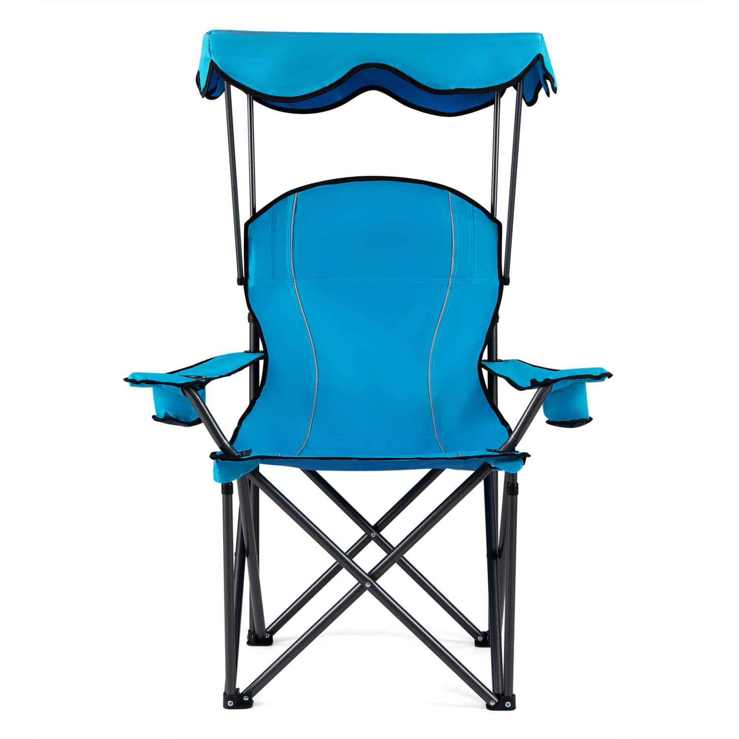 LJG Portable Folding Beach Canopy Chair with Cup Holders