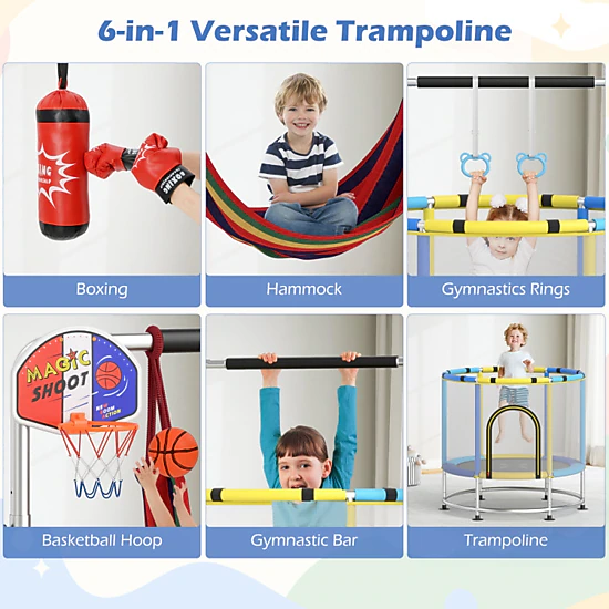 Hivvago 55" Kids Trampoline Gift For For 3-6 Years Old Boys And Girls
