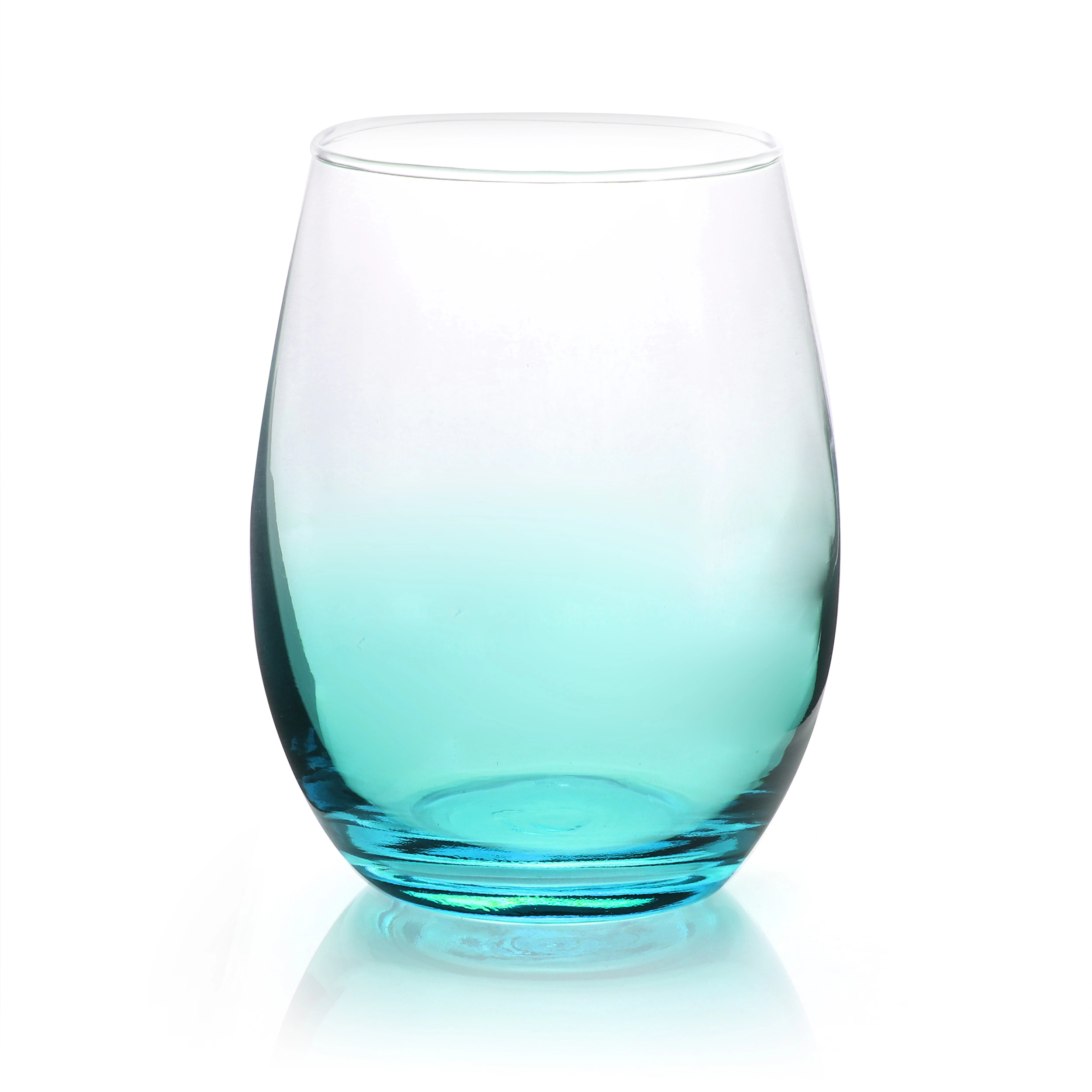 Gibson Home Laguna Lights 4 Piece 18 Ounce Stemless Wine Glass Set in Blue