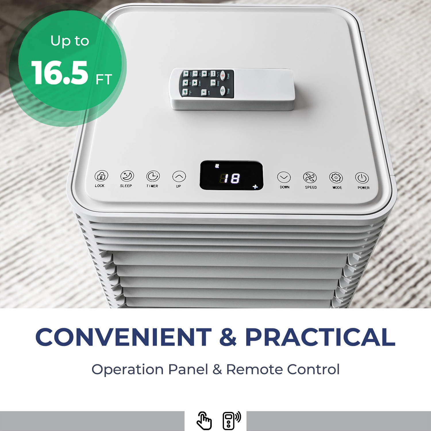 SUGIFT White 10000-BTU 350-sq ft 3-in-1 Portable Air Conditioner with 50-Pint Dehumidifier and Timer