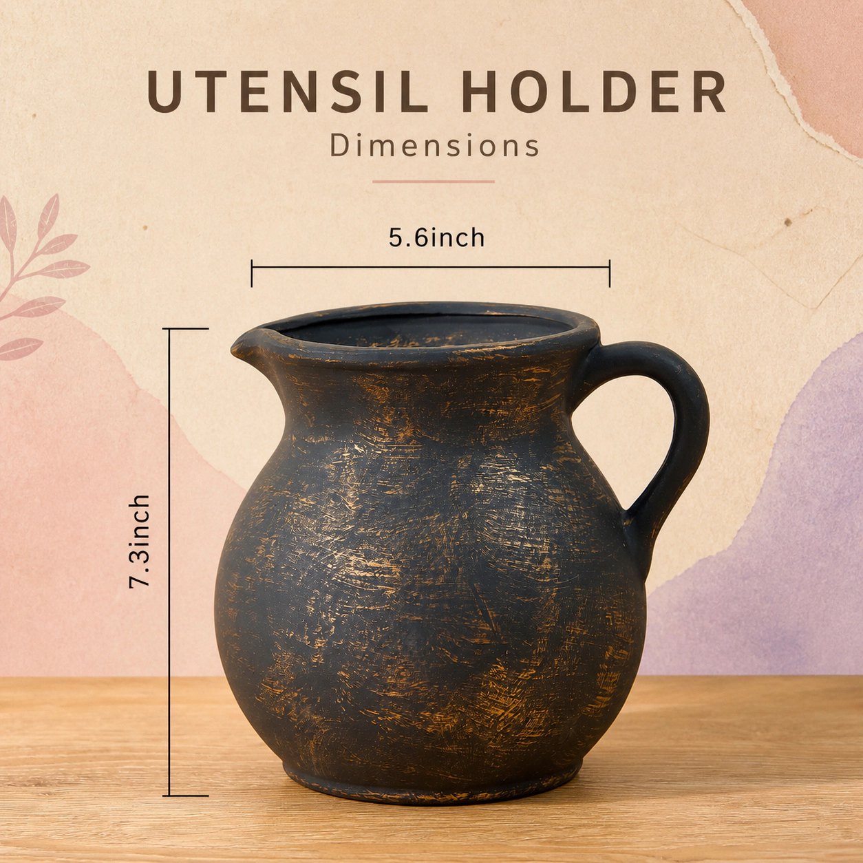 WZK Rustic Farmhouse Ceramic Kitchen Utensil Holder