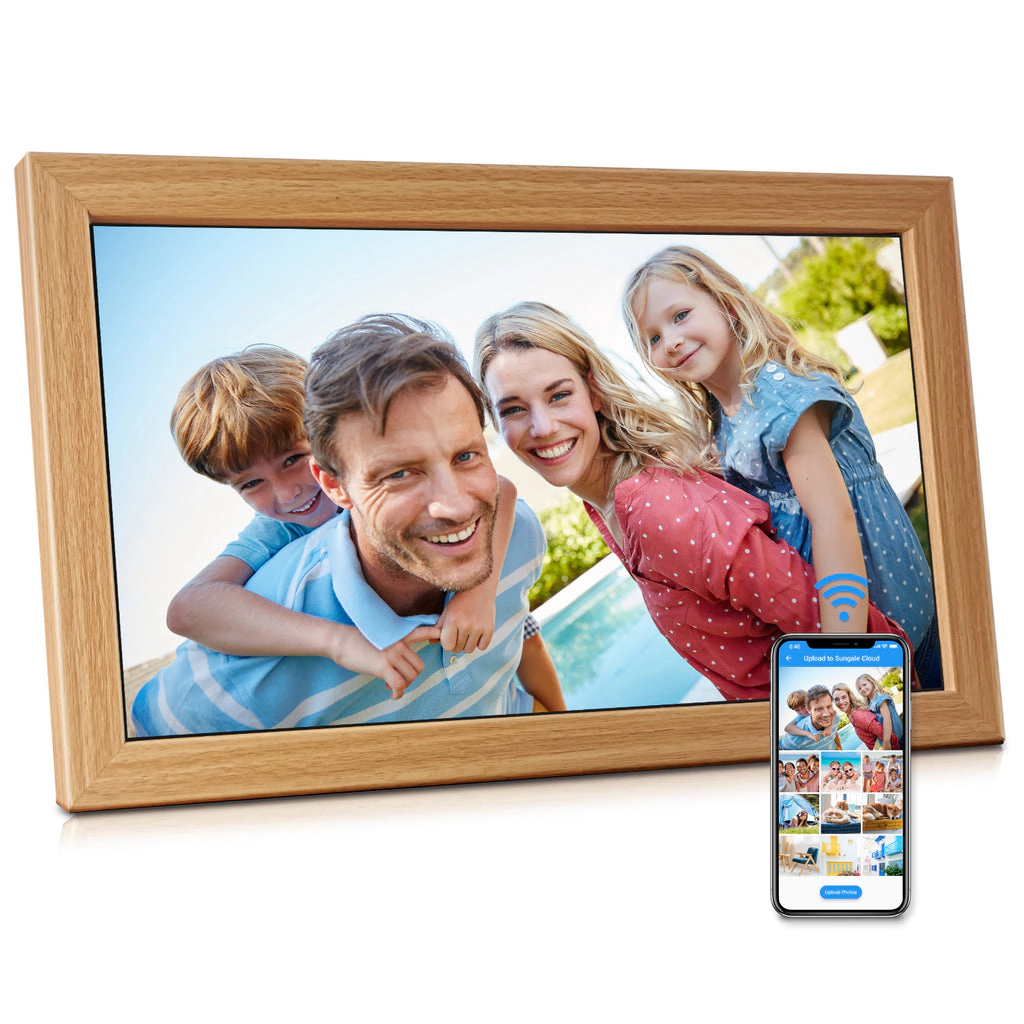 Sungale 21 Inch 1920x1080, Easy PhotoShare APP, 20GB Cloud Storage - Wooden Cloud Frame