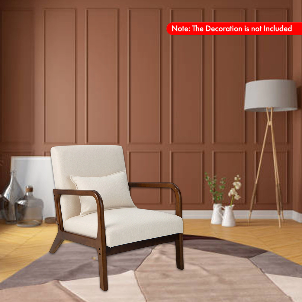 Hivvago Contemporary Rubberwood Accent Chair with Supportive Lumbar Cushion