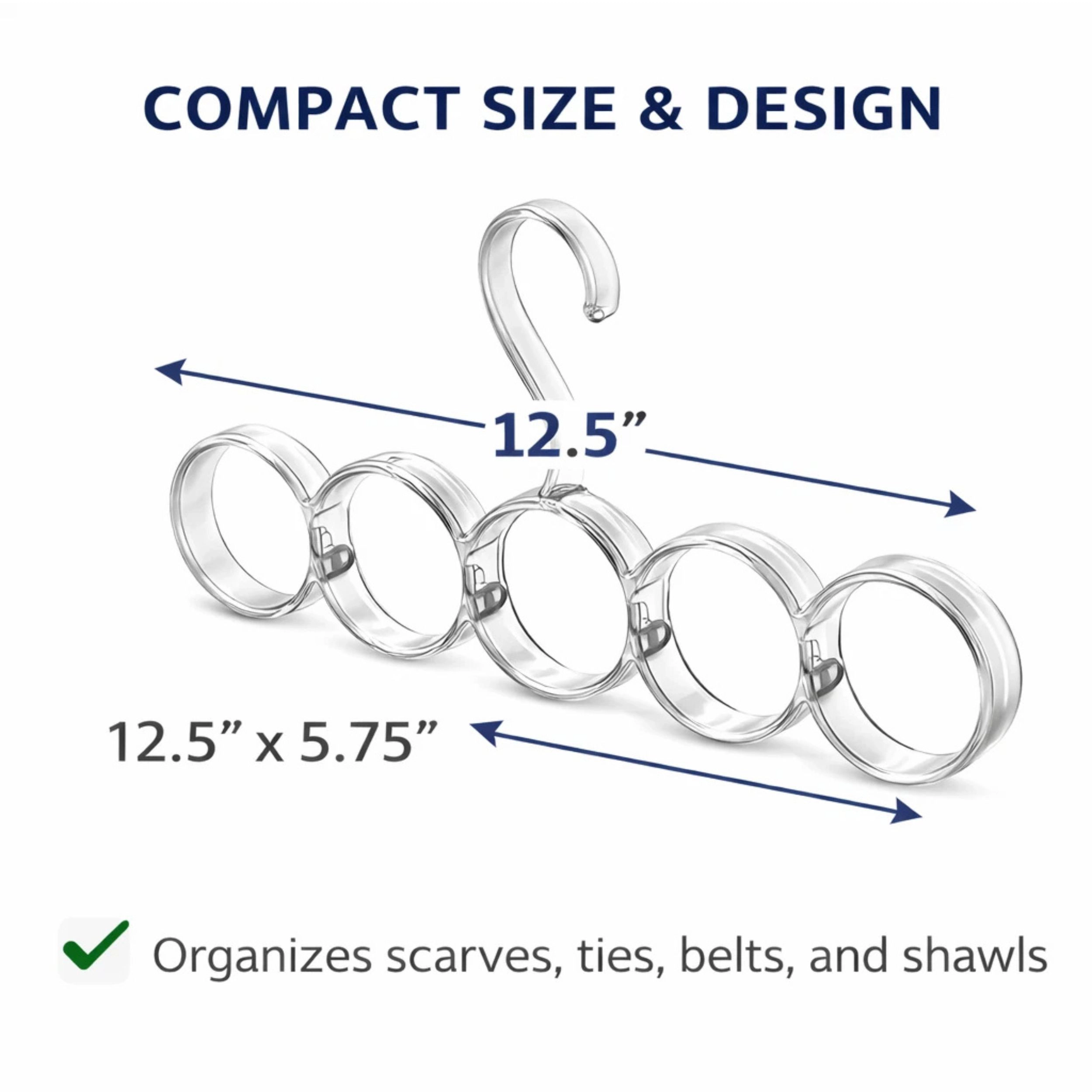 Home Collection 5 Hole Clear Scarf Hanger Snag-Free Closet Organizer