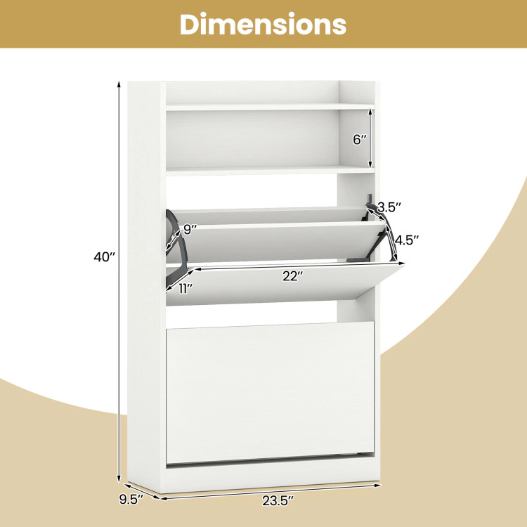 Hivvago Shoe Storage Cabinet Hidden Shoe Rack with 2 Flip Drawers Adjustable and Removable Shelves