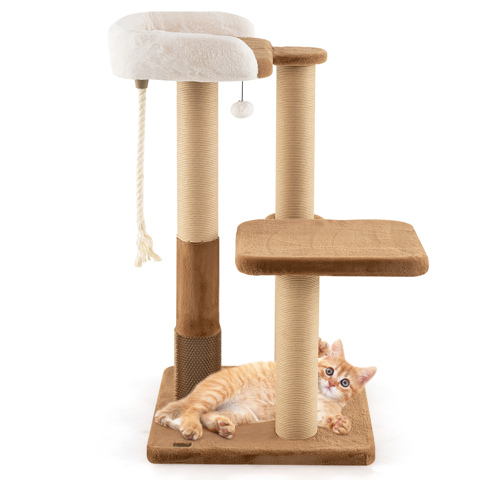 LJG 44 Inches Modern Cat Tree for Indoor Cats with Plush Padded Perch and Dangling Ball