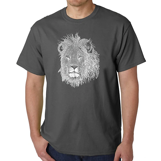 LA Pop Art Men's Lion Word Art T-Shirt