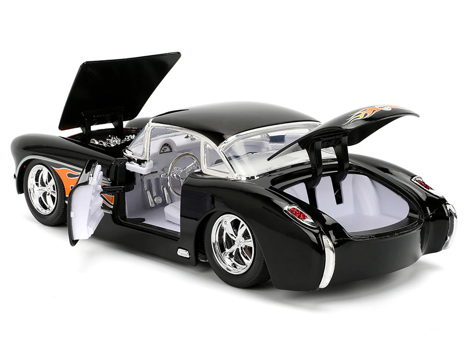 Jada 1957 Chevrolet Corvette Black with Flame Graphics and White Interior "Bigtime Muscle" Series 1/24 Diecast