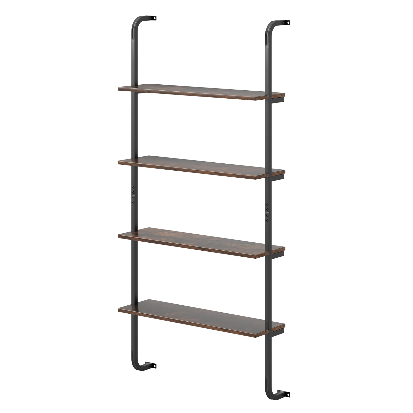 SUGIFT 4-Tier 59-in Industrial Pipe Wall Shelf Bookshelf with Metal Frame and 45-lb Wood Boards for Study