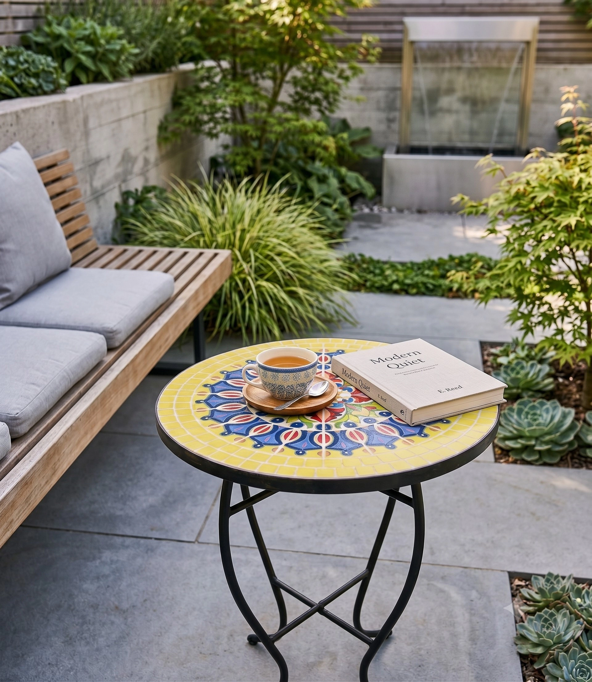 Jiallo Monarch Papillon Garden Tiles Accent Table