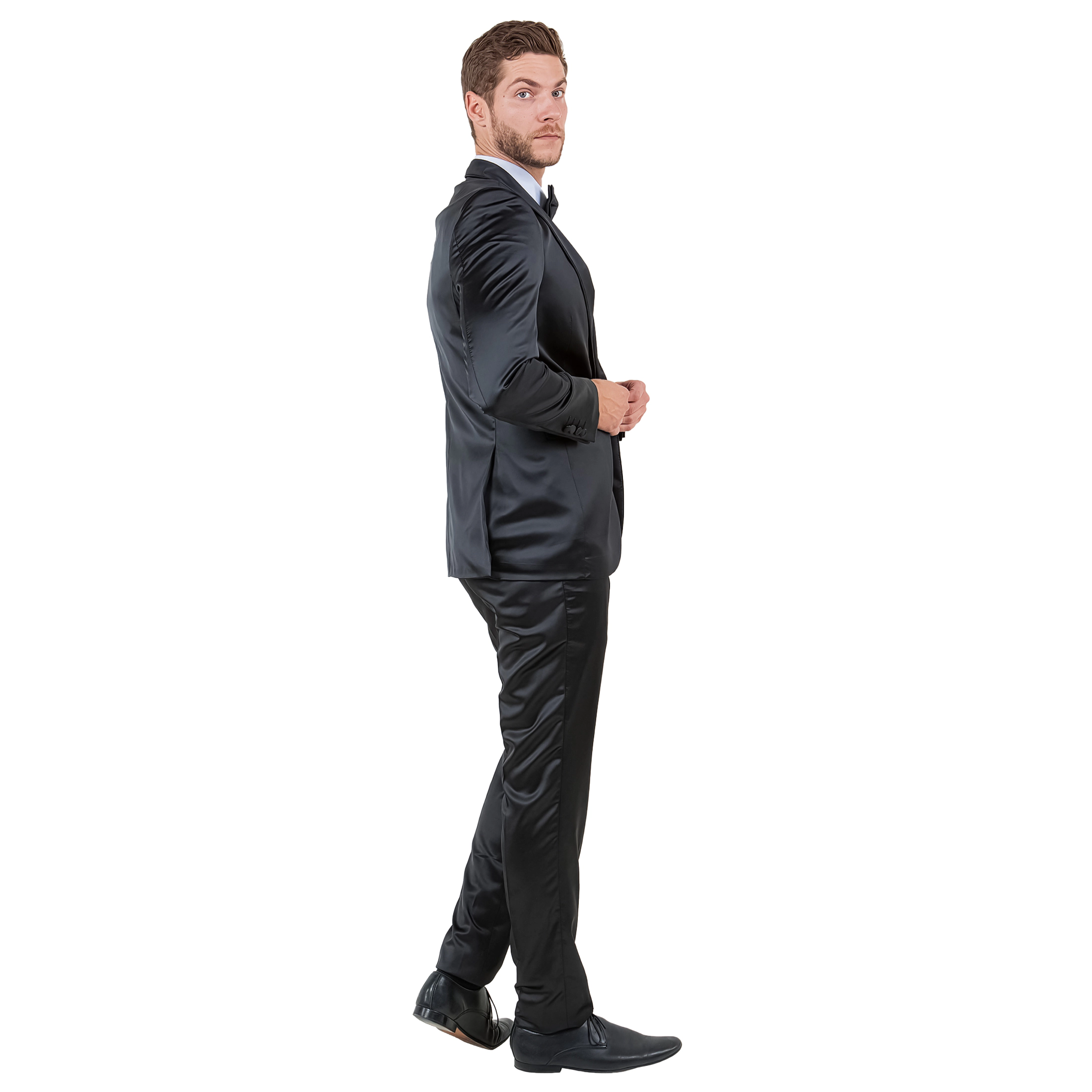 Tazzio Men's Skinny Fit 3-Pc. Satin Suit Set Includes Bowtie