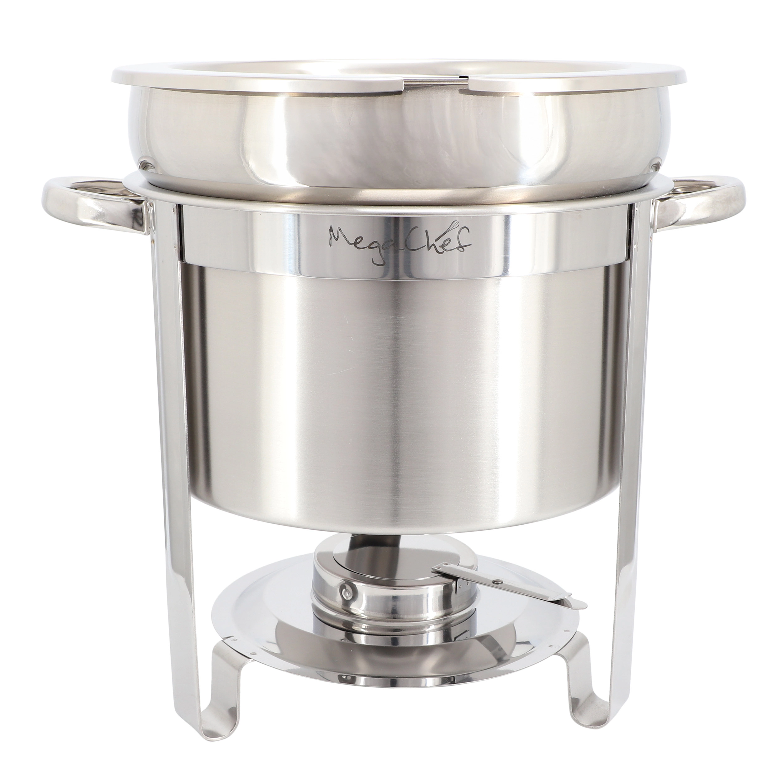 MegaChef 11.6 Quart Round Stainless Steel Professional Soup Chafing Dish in Silver