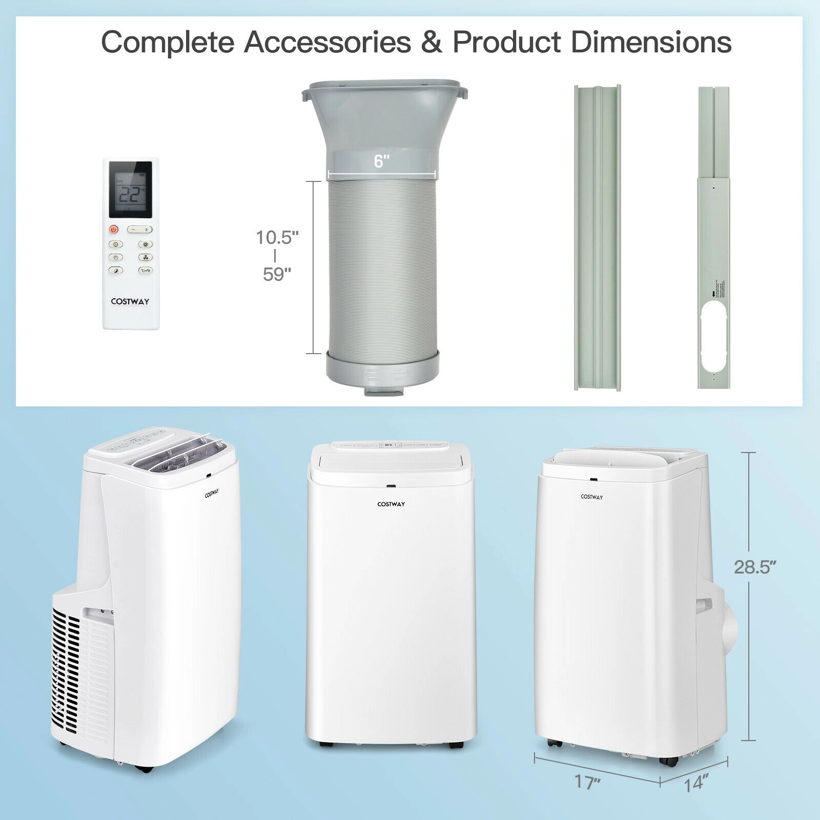 LJG 9000BTU 3-in-1 Portable Air Conditioner with Remote