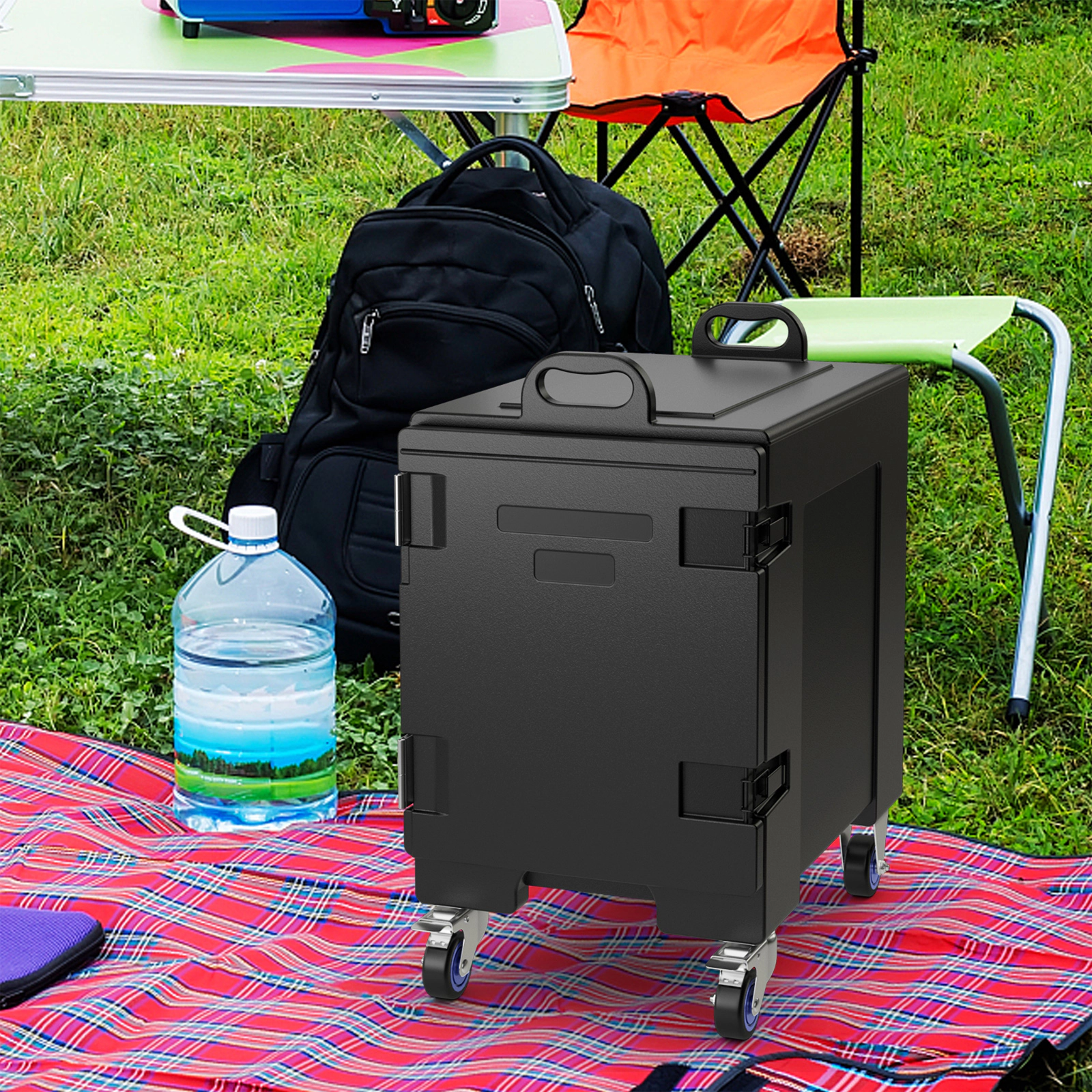 LJG 81 Quart Capacity End-Loading Insulated Food Pan Carrier with Wheels