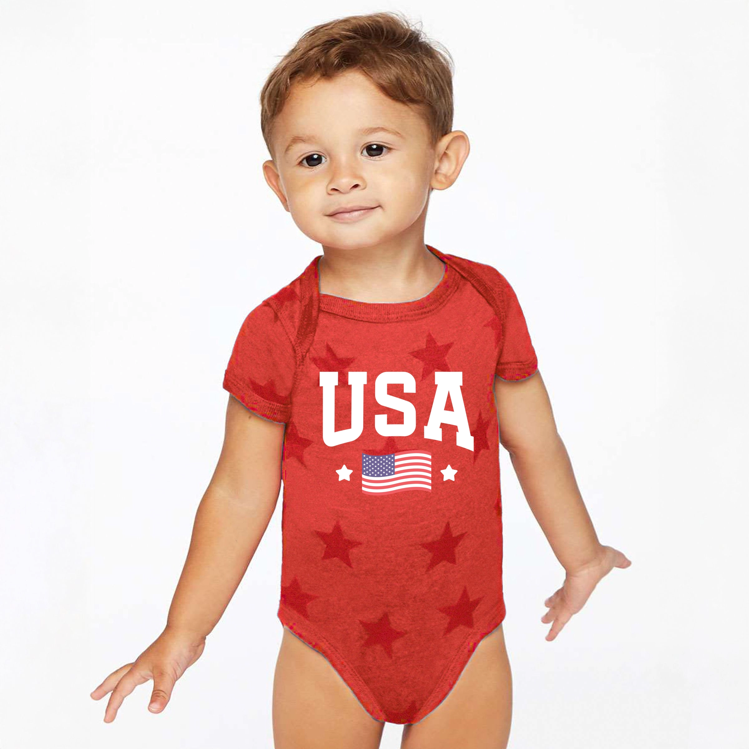 The Juniper Shop - USA Arched Flag Baby Short Sleeve Star Bodysuit