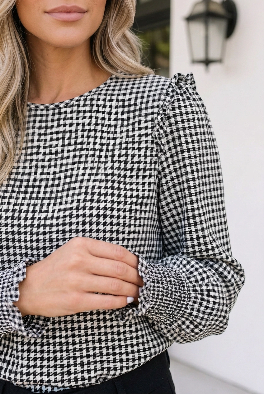 Threaded Pear Leona Long Sleeve Blouse Top