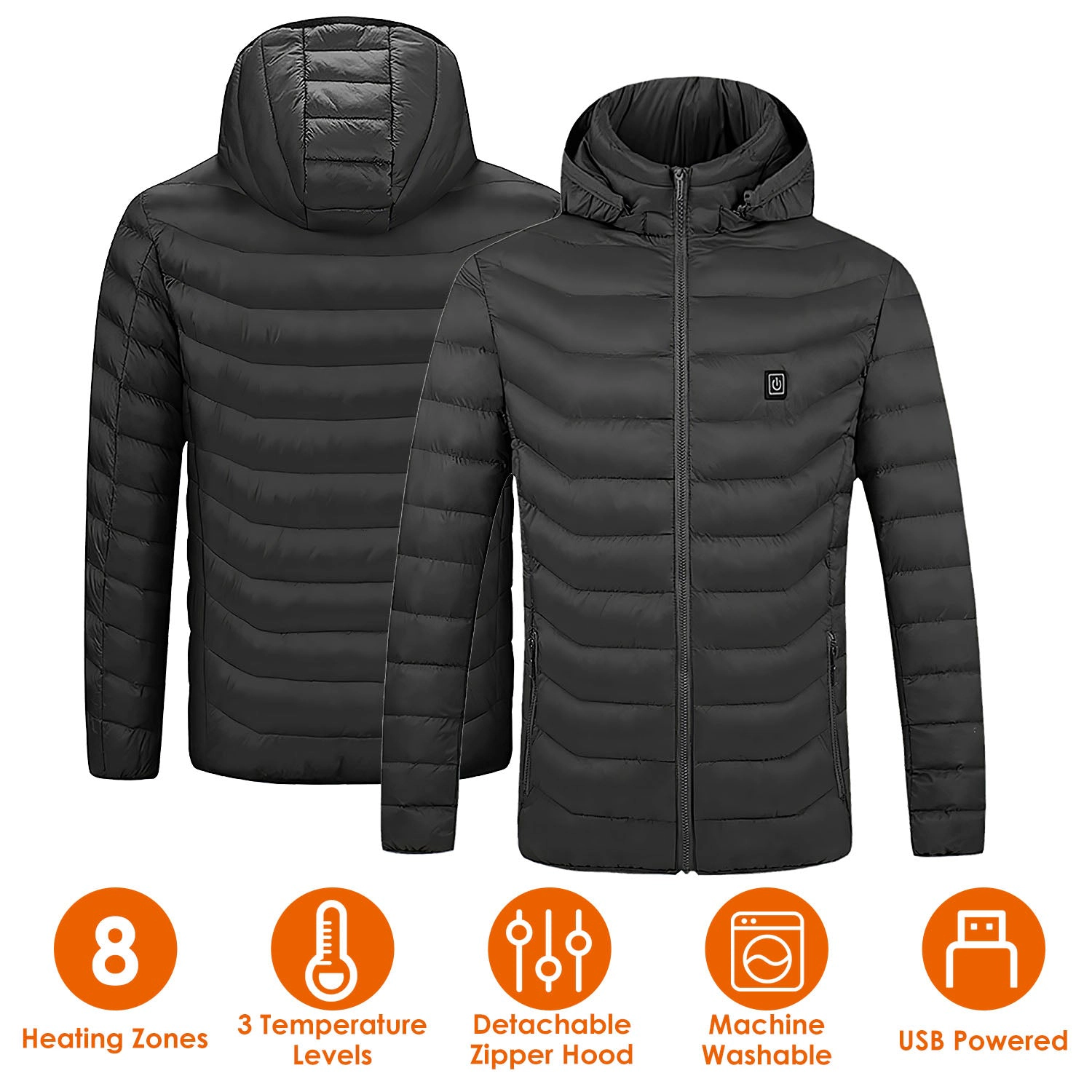 GBruno USB-Powered Heated Jacket With Detachable Hood