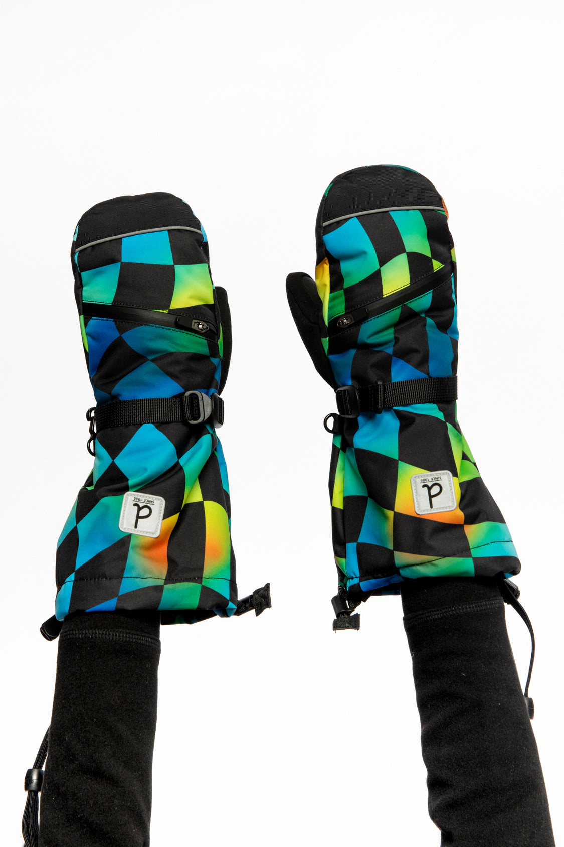 Deux par Boys Teknik Checkered Print Cordura-Reinforced Winter Mittens