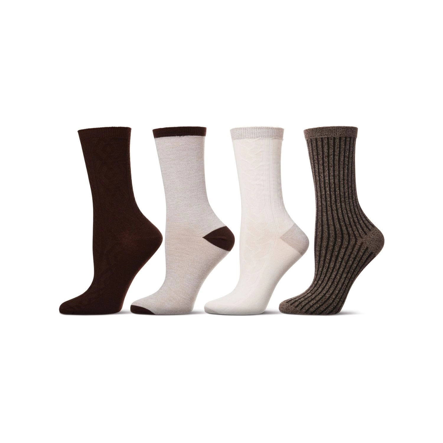 MeMoi Women's 4 Pair Pack Textured Buttersoft Crew Socks