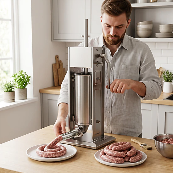 LJG Manual Sausage Stuffer with 2 Speeds & 4 Stuffing Tubes for Commercial Home