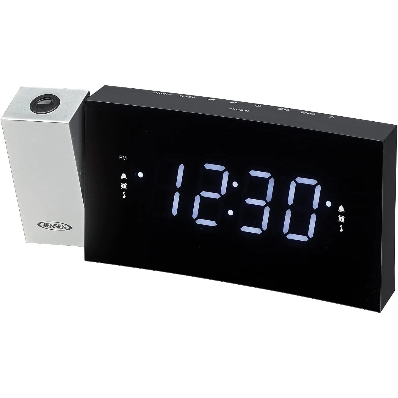 Jensen Digital Dual Alarm Projection Clock Radio with USB Charging JCR-238