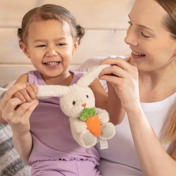 Sperric Easter Plush Bunny & Silicone Teether Set, Cute Plush Bunny w/ Carrot & Basket Teethers- Sensory & Soothing Gift