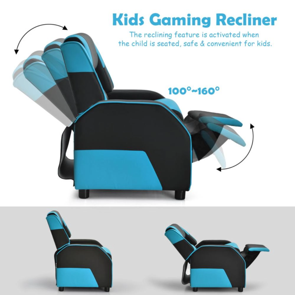 Hivvago Kids Youth Pu Leather Gaming Sofa Recliner With Headrest And Footrest
