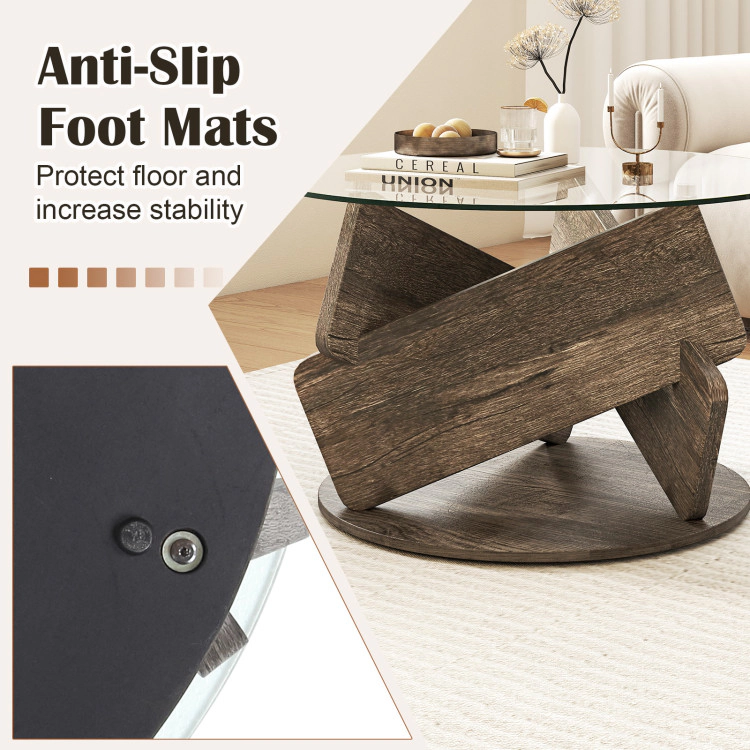 Hivvago Modern Round 32" Coffee Table Featuring a Smooth Glass Top