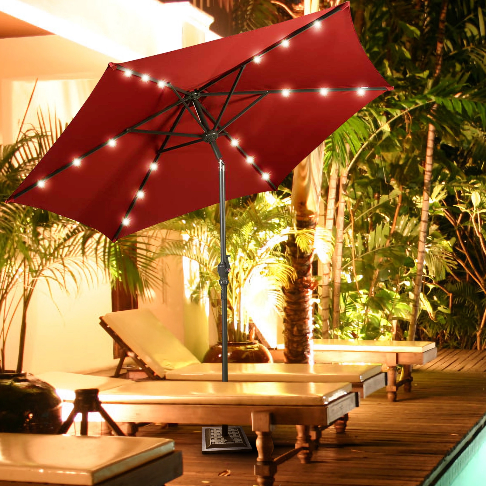 Slickblue Outdoor Market Umbrella Holder Base with Steel Upright, Bronze Square Design
