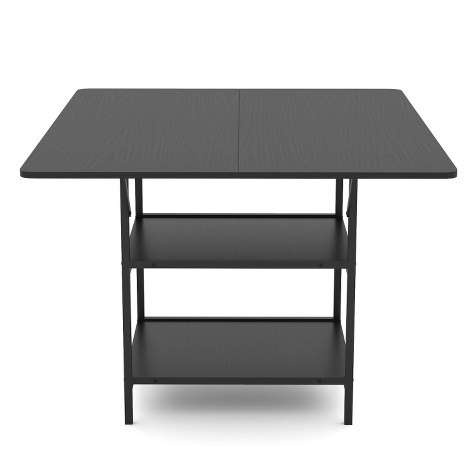 SUGIFT 47-in Rectangular Dining Table with 2 Open Storage Shelves 155-lb Tabletop Capacity Seats 4-6 Rustic Brown/Black