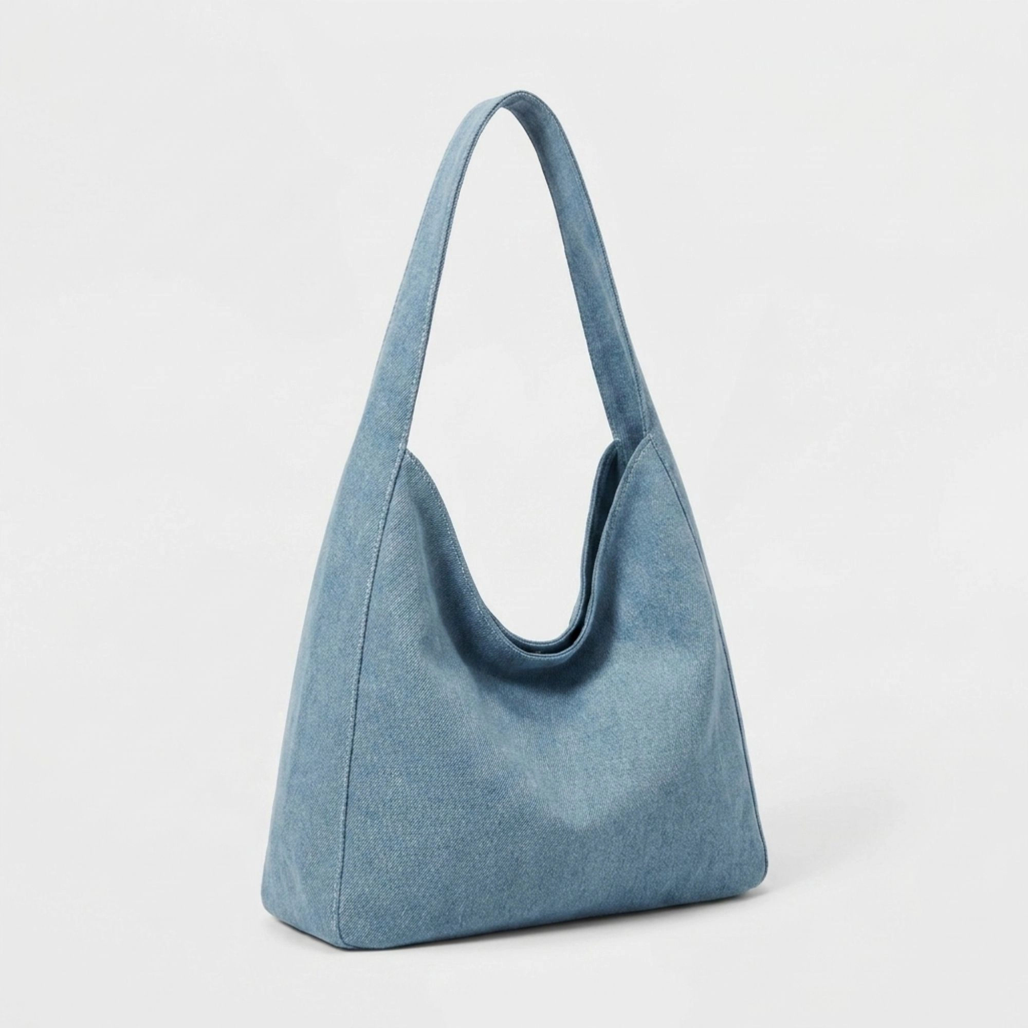 Alilang Women's Denim Canvas Hobo Tote Bag Daily Large Capacity Shoulder Handbag For Women, White