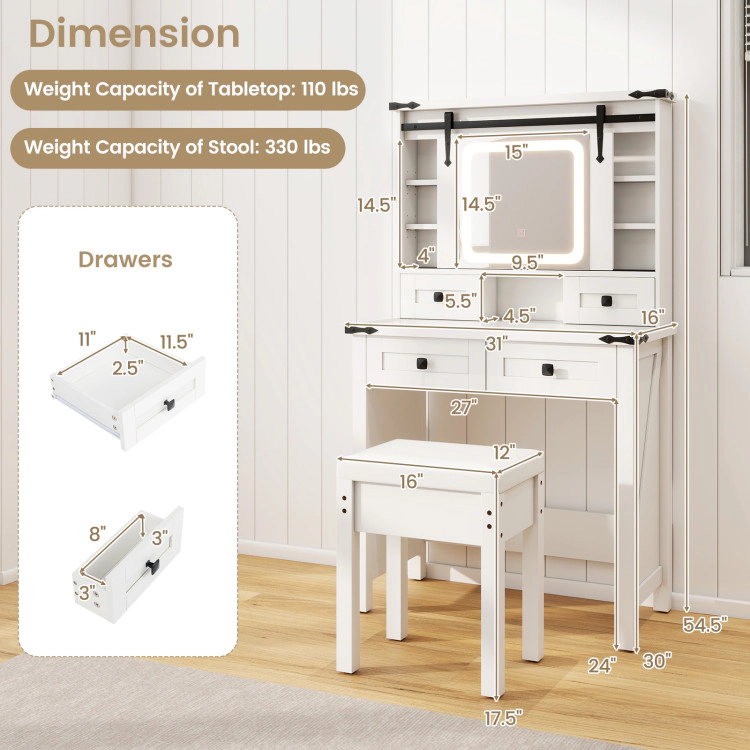 Hivvago Makeup Vanity Desk With Mirror And Adjustable Storage Shelves