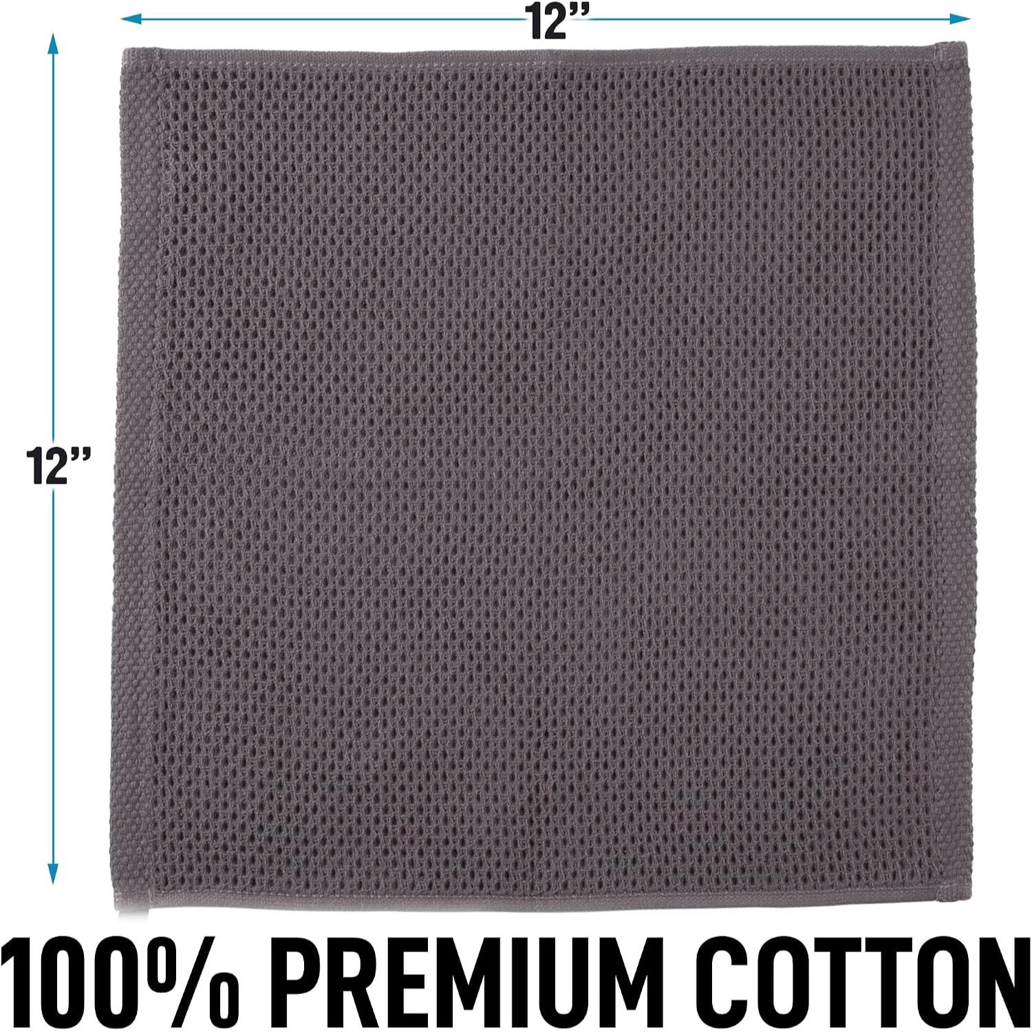 Zulay Kitchen Reusable Towels 3 Pack 100% Cotton Waffle Weave - 12x12” Super Absorbent Dish
