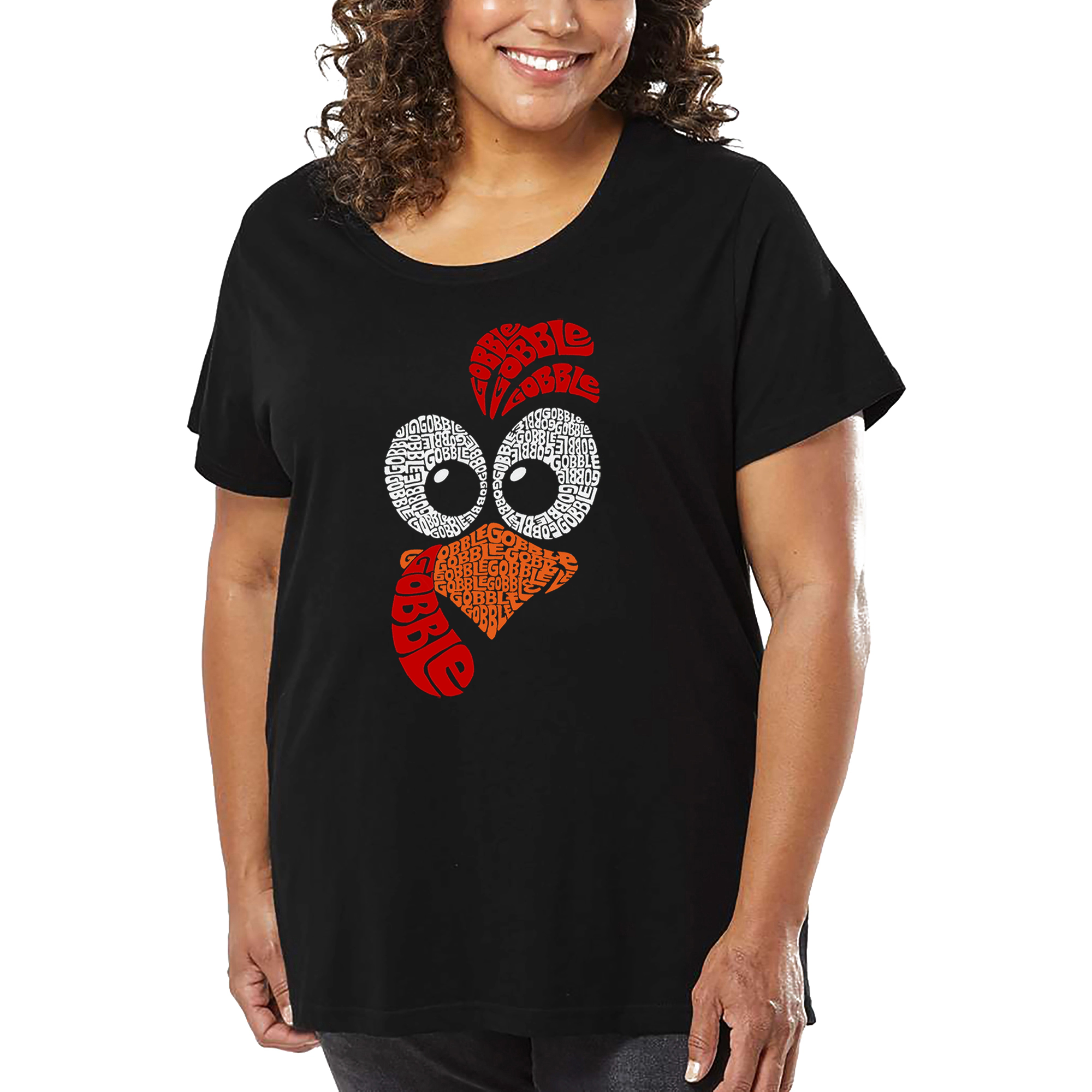 LA Pop Art Women's Plus Word T-Shirt - Turkey Face
