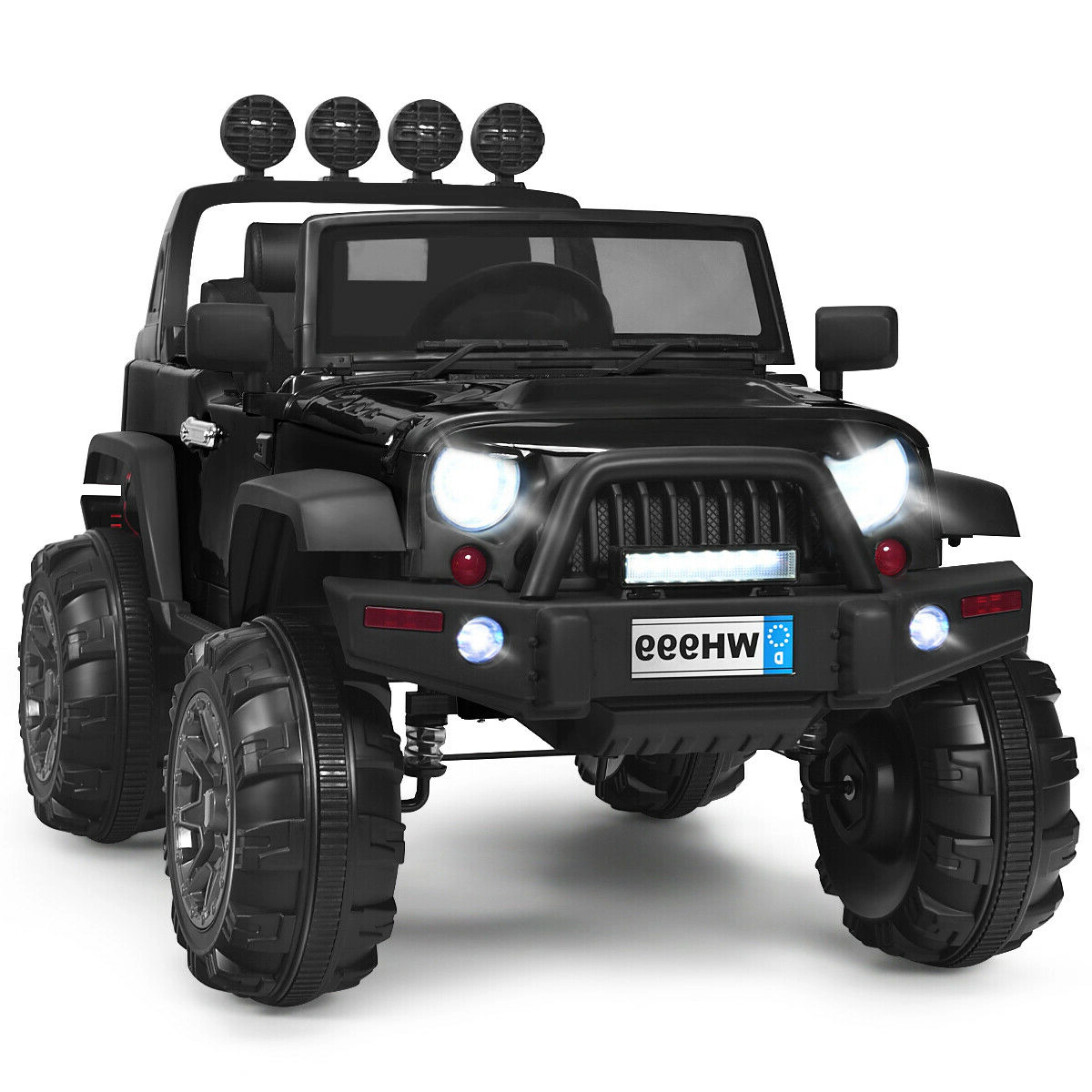 SUGIFT Black Remote Control Double Magnetic Doors and Music Player 12V Kids Ride On Truck