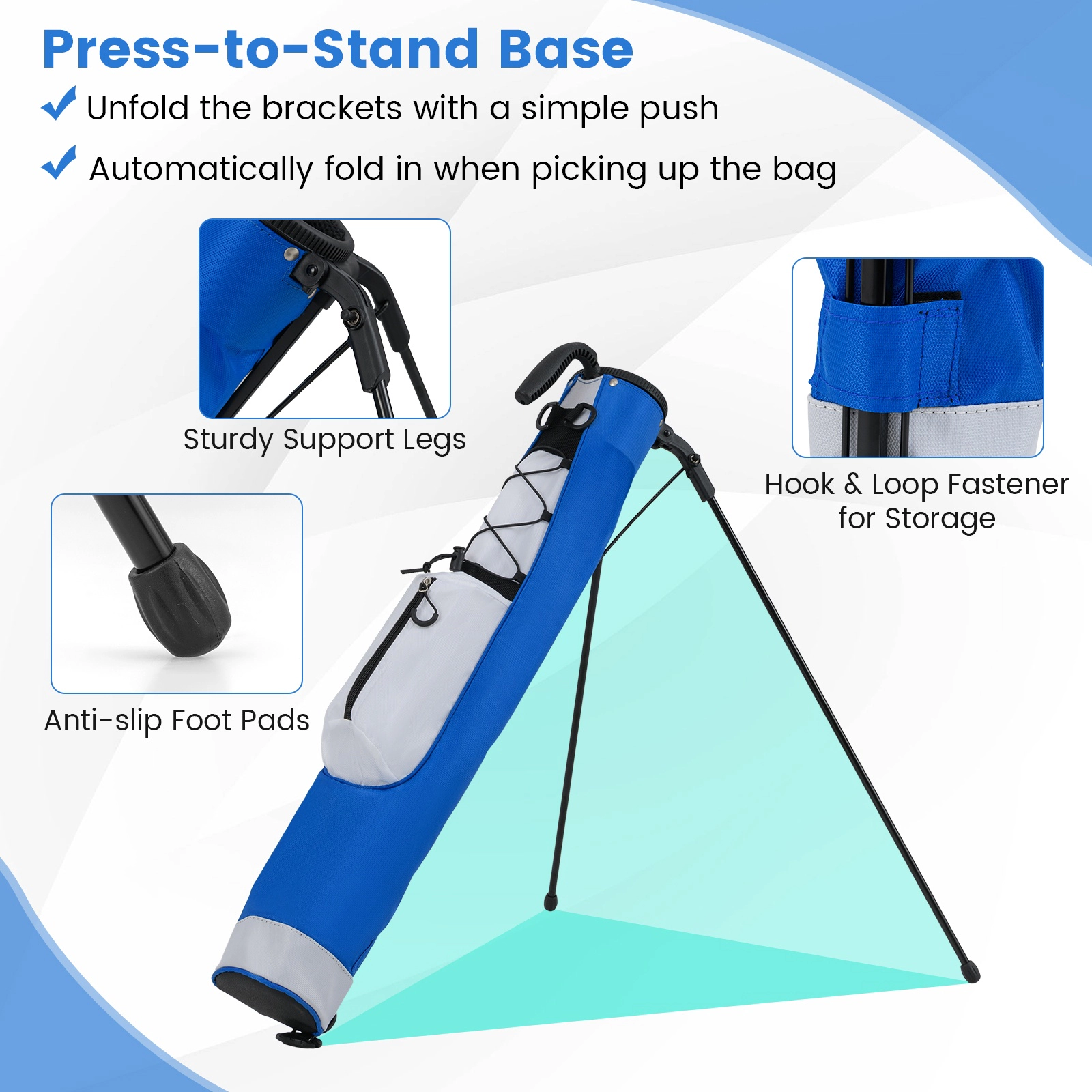 SUGIFT White Press-to-Stand Base Lightweight Golf Stand Bag for the Driving Range