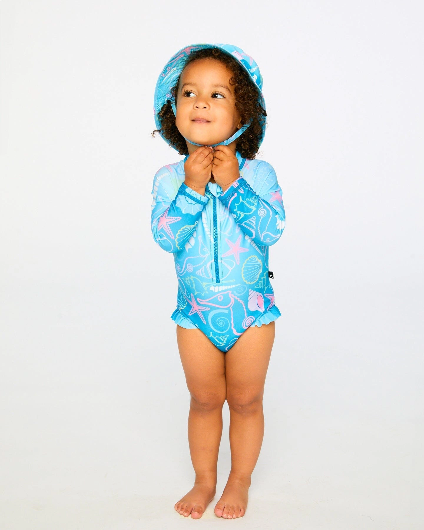 Deux par Girls Toddler One-Piece Long Sleeve Rashguard Shell Print