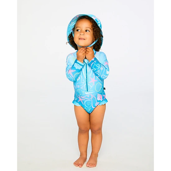 Deux par Deux Girls Beach Hat Shell Print