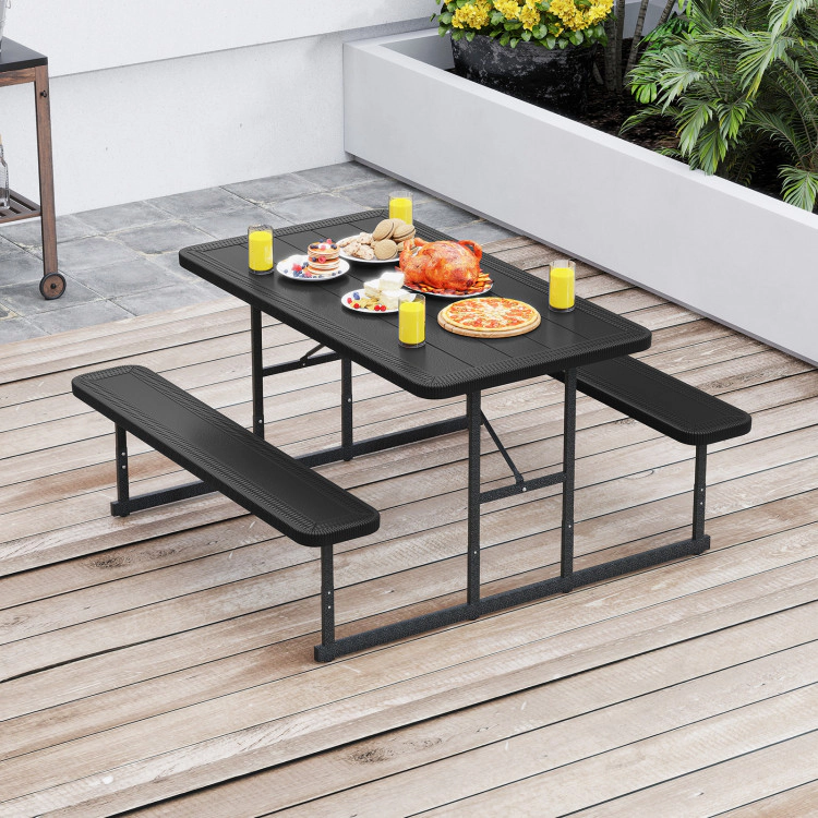 Hivvago Picnic Table Bench Set For 2-4 People Outdoor Rectangular Camping Dining