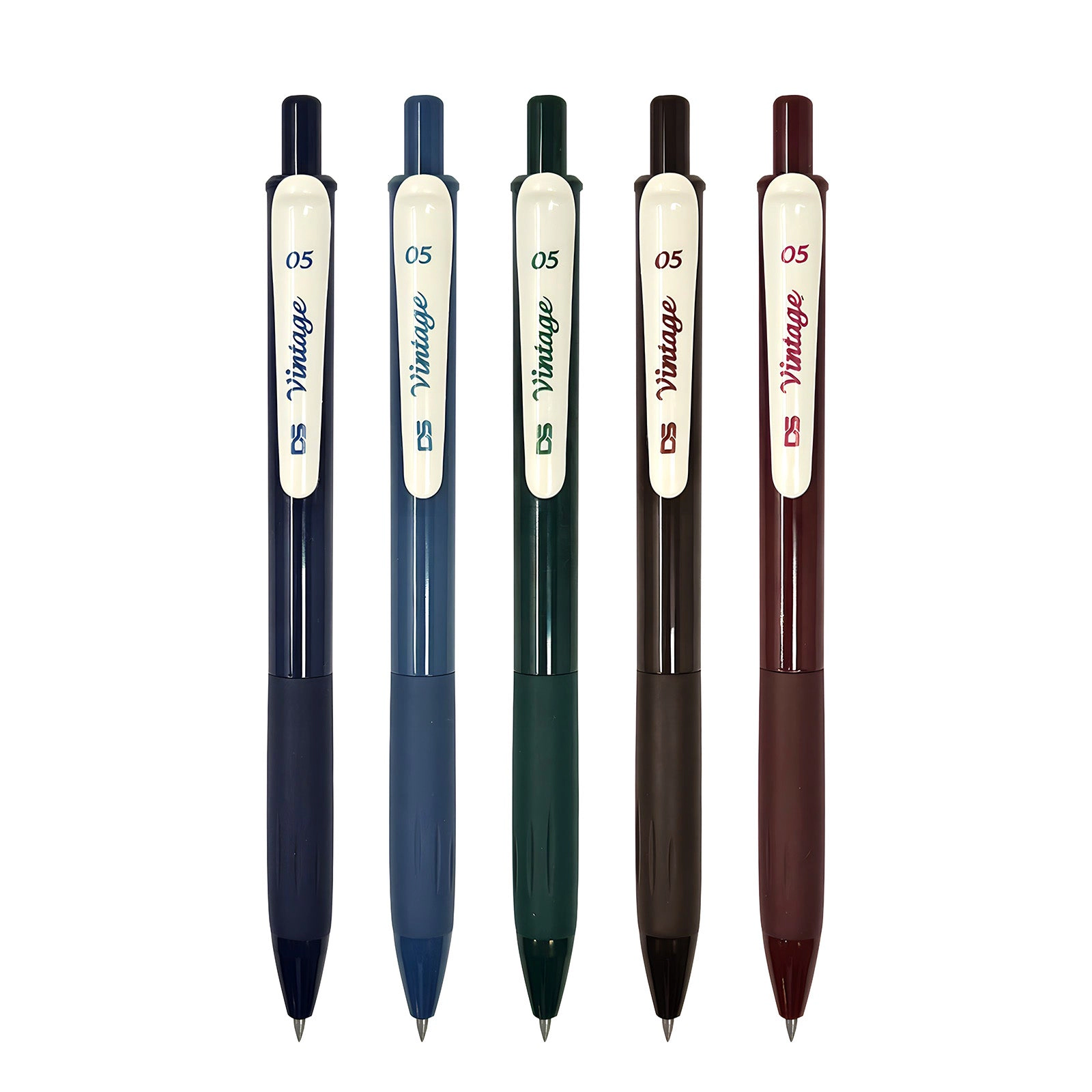 Wrapables Multi-Color Retractable Gel Pens, 0.5mm Fine Point for Writing and Journaling, Classic, Set of 5