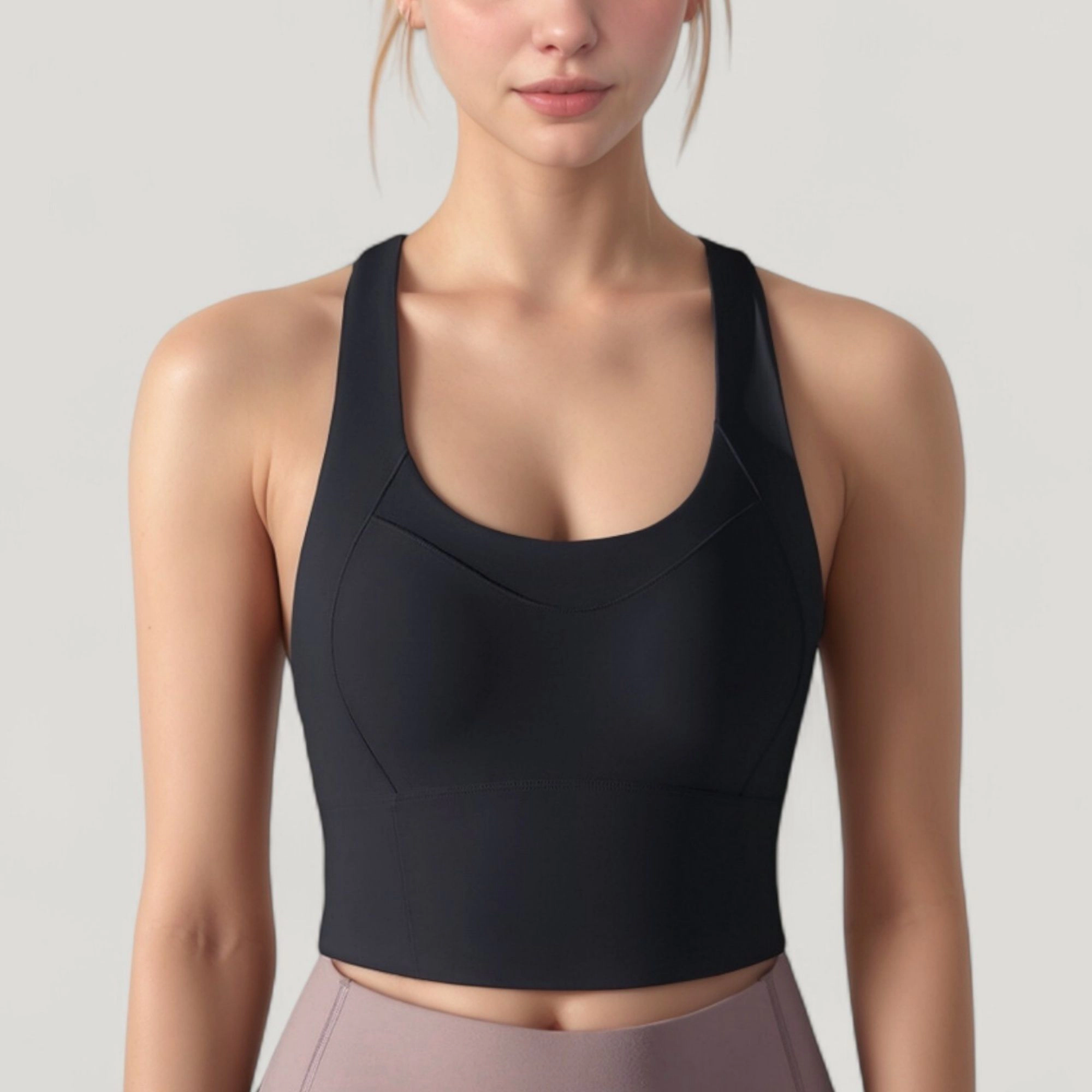 Anna-Kaci Women's Athletic Crop Tank Top with Cross Back Straps and Scoop Neckline